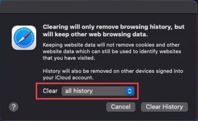 can't clear browser history safari